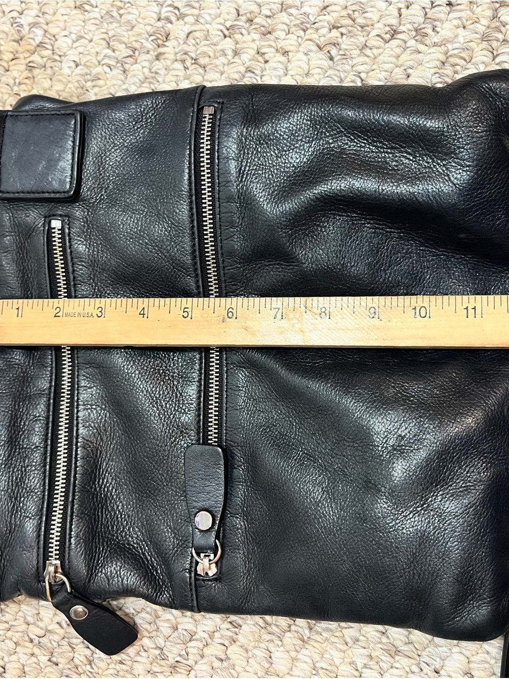Margot Black Leather Crossbody Bag - zipper many compartments purse - Picture 9 of 14
